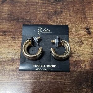 New elite gold tone hoop earrings